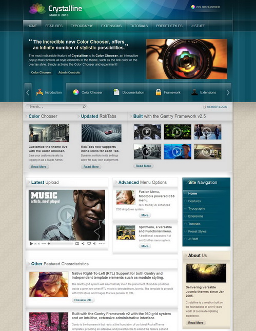 Crystalline March 2010 Joomla Template