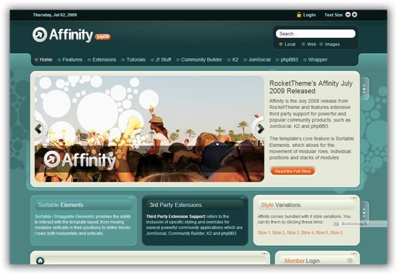 Affinity July 2009 Joomla Template